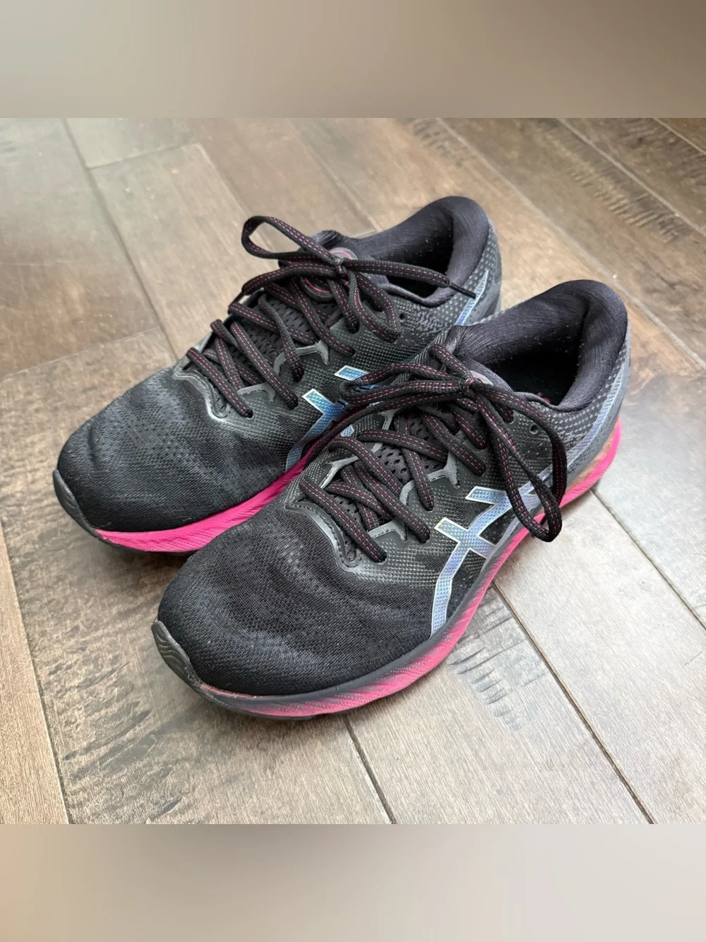 Asics Gel Nimbus 23 Black & Pink Women's Athletic Running Tennis Shoes Sneakers